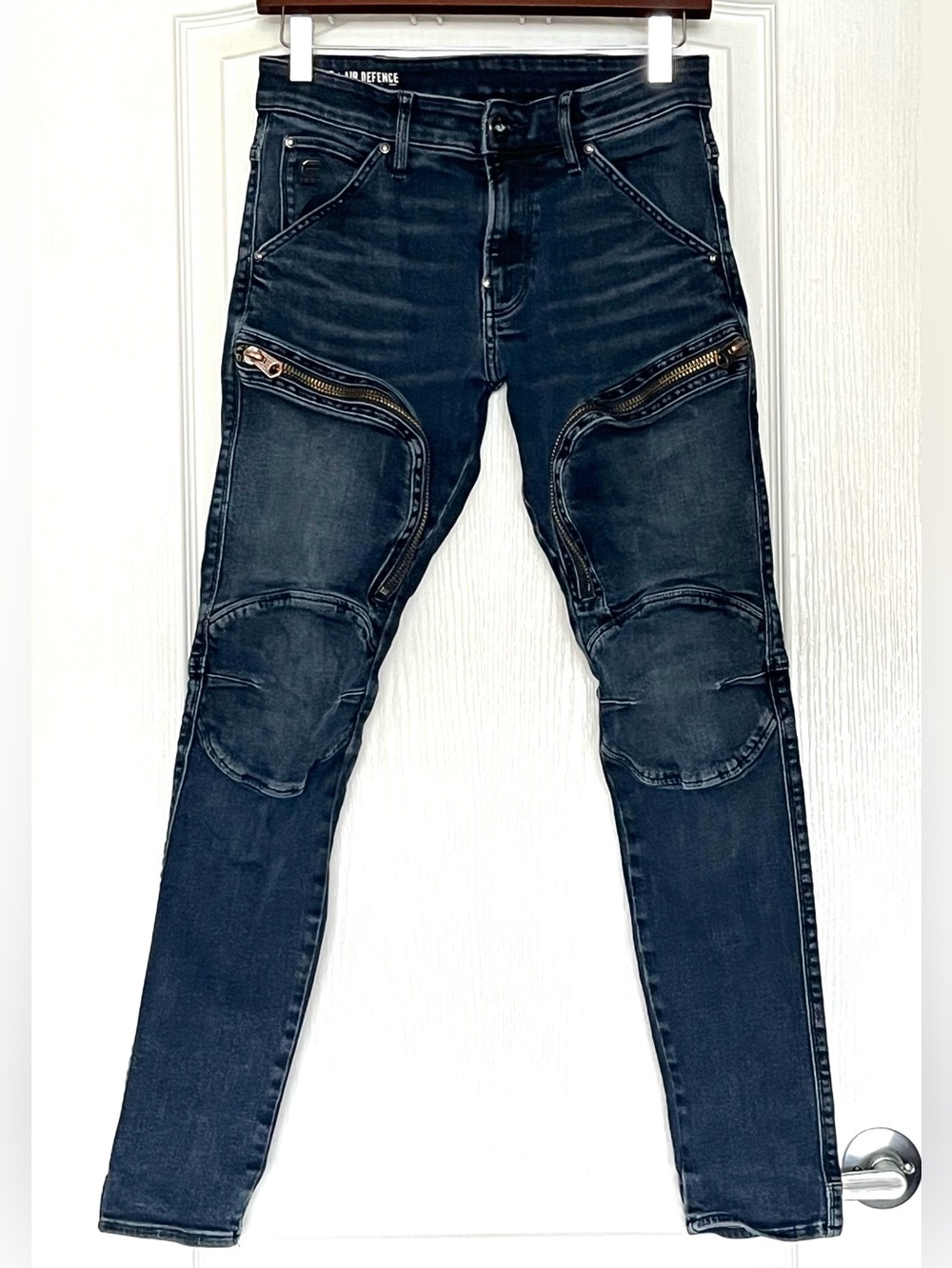G-Star RAW Air Defence Zip Skinny Jeans Grey Worn In Lahar, 29 Moto Cargo Biker